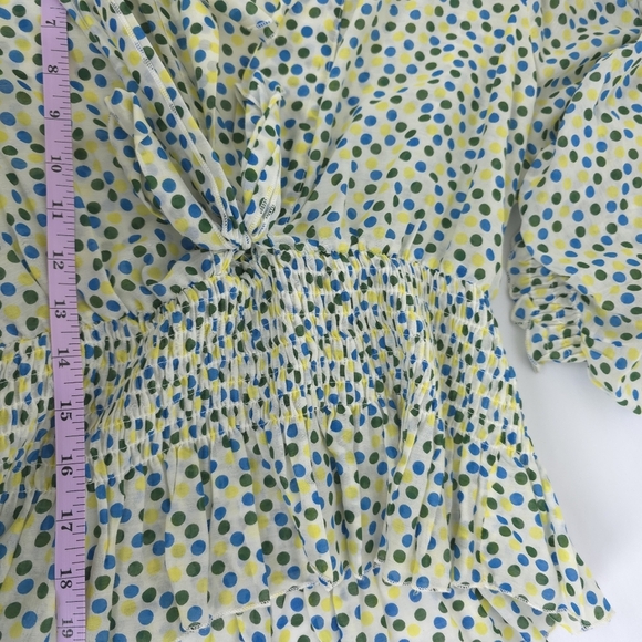 Gracia Silk Cotton Blend Gathered Waist Polkadot Light weight Blouse Small - Picture 5 of 11
